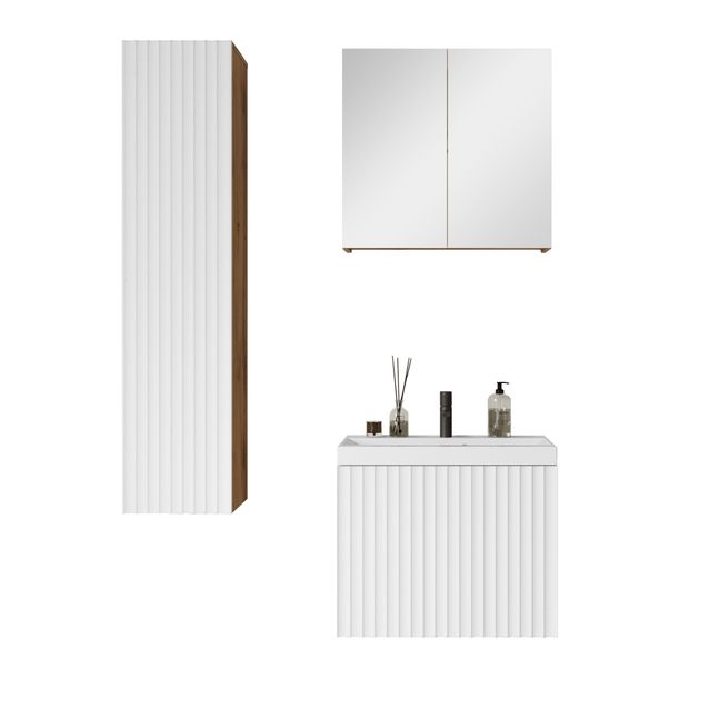 Kylpyhuoneen kalusteryhmä pesualtaalla NICEA I, beige/valkoinen (2579)