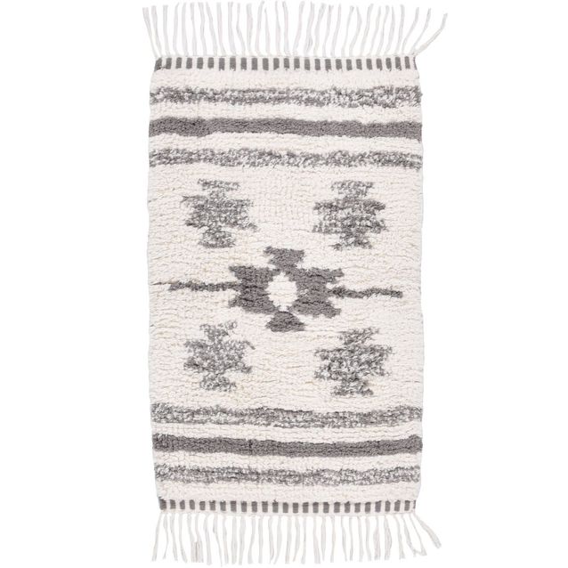 Kylpyhuoneen matto Tom Tailor Ethno Bath Berber, eri kokoja, valkoinen/harmaa