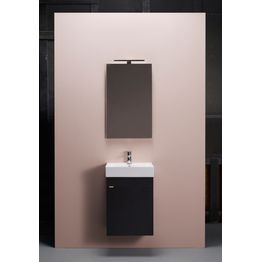 Kylpyhuoneryhmä Hafa Go 450 peilillä mattamusta + LED-valaisin ja vedin