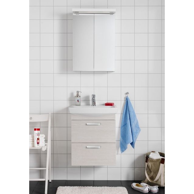 Kylpyhuoneryhmä Hafa Life 500 peilikaapilla valkoinen tammikuvio