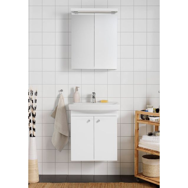 Kylpyhuoneryhmä Hafa Life 600 peilikaapilla valkoinen ovi