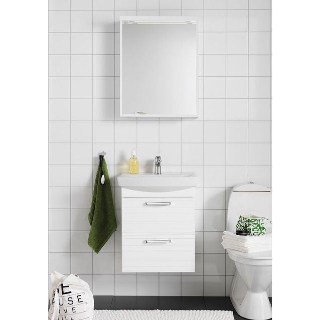 Kylpyhuoneryhmä Hafa Life 700 peilillä Line mattavalkoinen juovilla