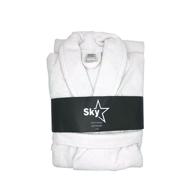 Kylpytakki shaalikauluksella Sky Arki, eri kokoja, valkoinen