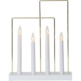 Kynttelikkö Star Trading Glossy Frame 4-osainen 360x285x80mm valkoinen/messinki