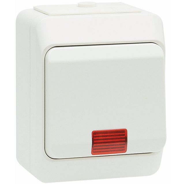 Kytkin Malmbergs Nordic 2-napainen merkkivalolla 10A IP44 valkoinen