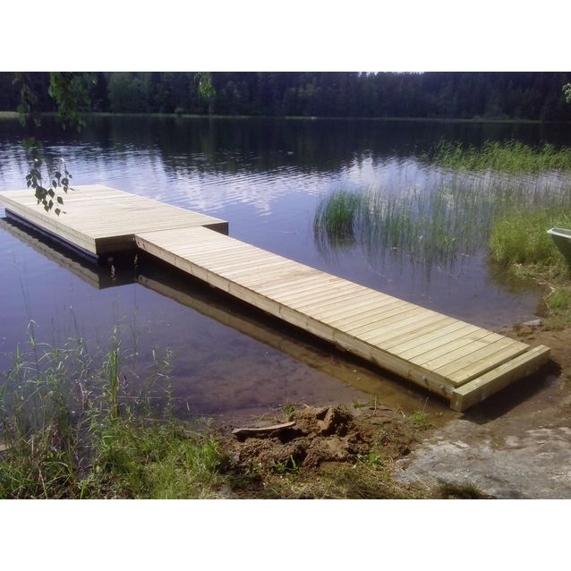 Laituri Savorak kansi 2,4x6,0 m + kävelysilta 1,2x5 m asennettuna