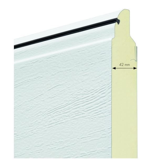 Autotallin nosto-ovi Isomatic Nordic vaakauritettu + avaaja Liftronic 500 lamelli