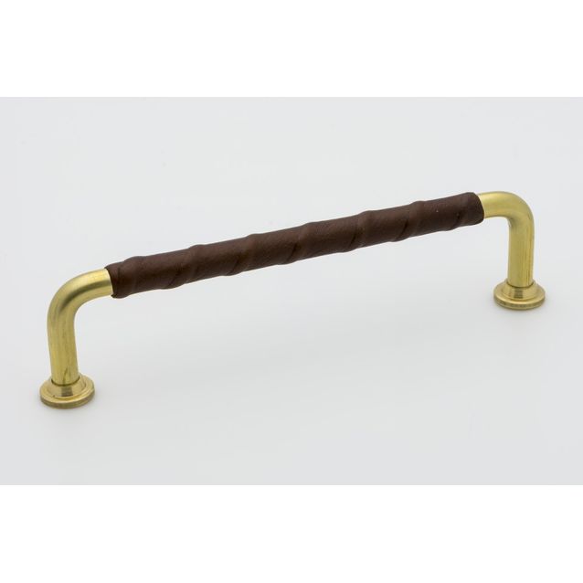 Lankavedin Beslag Design 1353, 142x7x34 mm, cc 128 mm, nahka, antiikki messinki