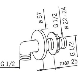 Läpivientikulma Oras 267043 G1/2 kromi