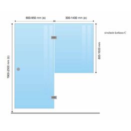 Saunan lasiseinä Maakunnan Lasi ovi + ikkuna saranat keskellä eri värejä mittatilaus