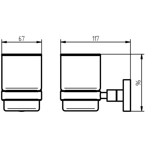 Lasiteline KosmosTec + lasi harjattu teräs mittakuva