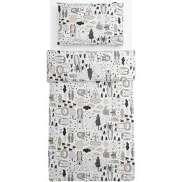 Lasten pussilakanasetti Familon Kaverit Organic 120x160cm valkoinen/kaakao