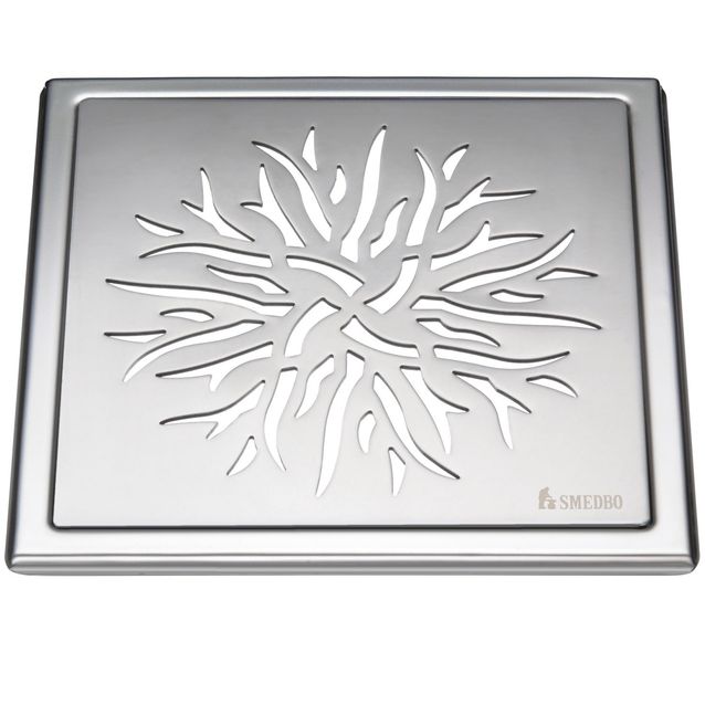 Lattiakaivon kansi Smedbo Outline Liekki 200x200 kiillotettu rst