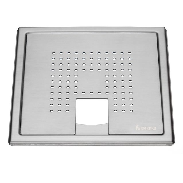 Lattiakaivonkansi Smedbo Outline Neliö poistoaukolla 200x200 mm harjattu rst