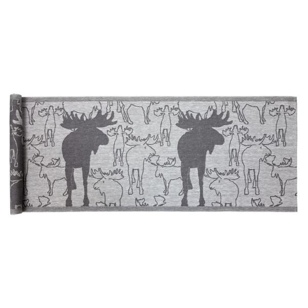 Laudeliina Jokipiin Pellava Kaiku 45x160 cm valkoinen/tummanharmaa