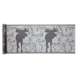 Laudeliina Jokipiin Pellava Kaiku 45x160 cm valkoinen/tummanharmaa