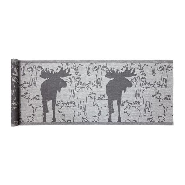 Laudeliina Jokipiin Pellava Kaiku 45x160 cm valkoinen/tummanharmaa