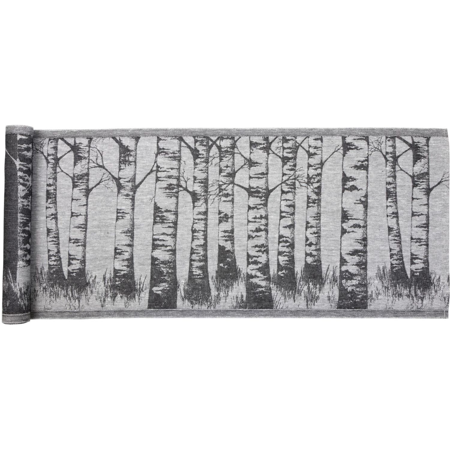 Laudeliina Jokipiin Pellava Koivikko 45x160 cm valkoinen/musta
