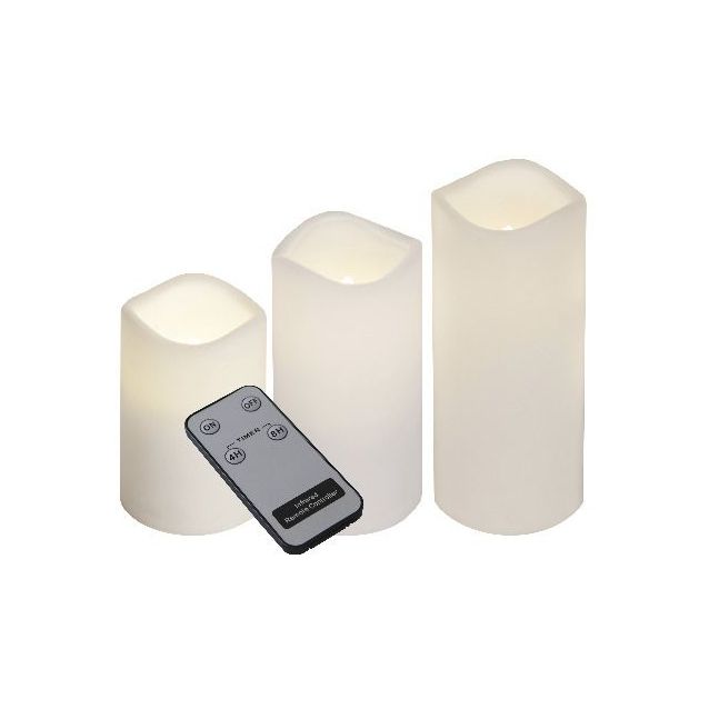 LED-kynttilä + kaukosäädin Star Trading Paul 7,5x7,5x18 cm 3 kpl valkoinen