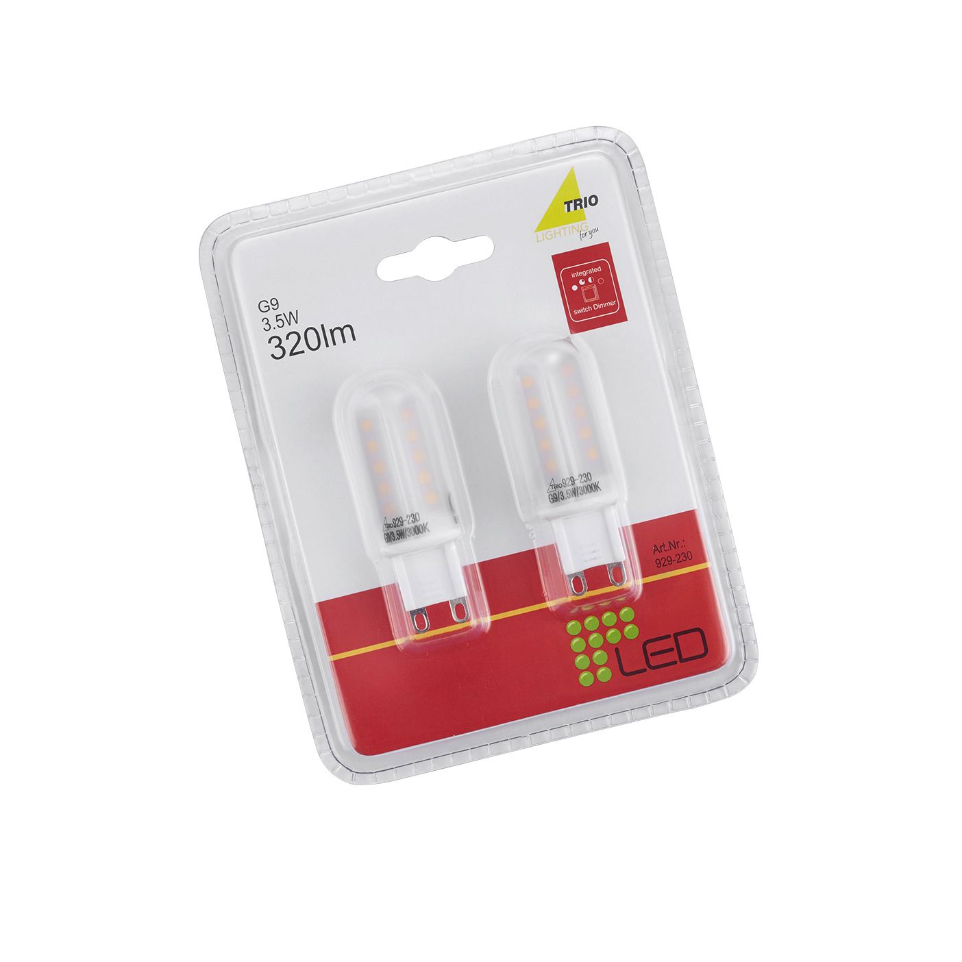 LED-Lamppu Trio G9 3W 300lm 3000K switch dimm 2-pack