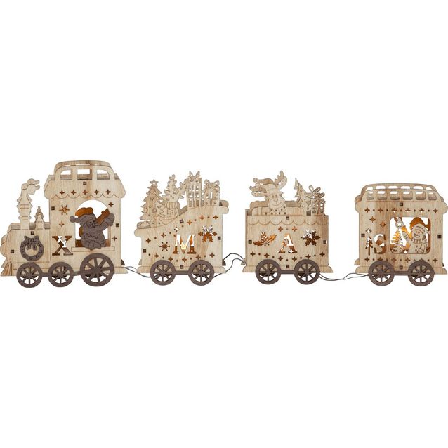 LED-pöytäkoriste Star Trading Yuletide 125x540x80mm puunvärinen