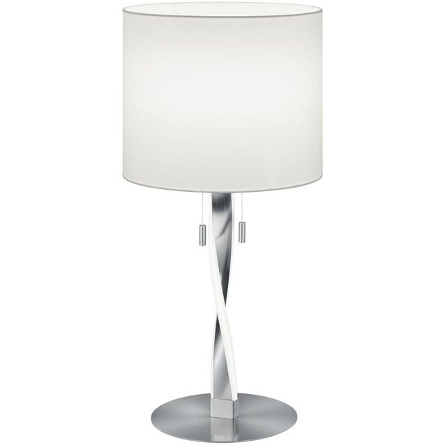 LED-pöytävalaisin Trio Nandor ø300x620 mm harjattu teräs/valkoinen