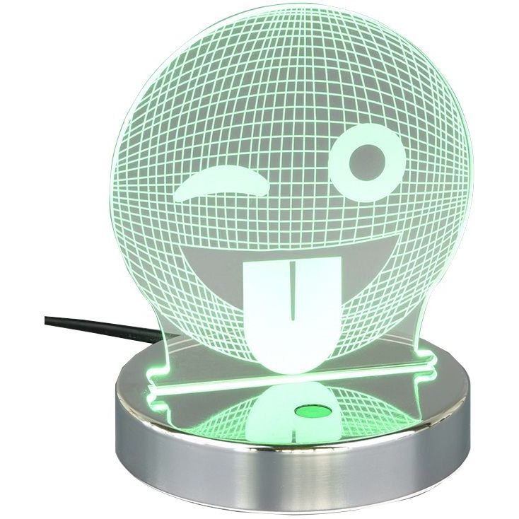 LED-pöytävalaisin Trio Smiley, Ø120x155mm, kromi lisäkuva