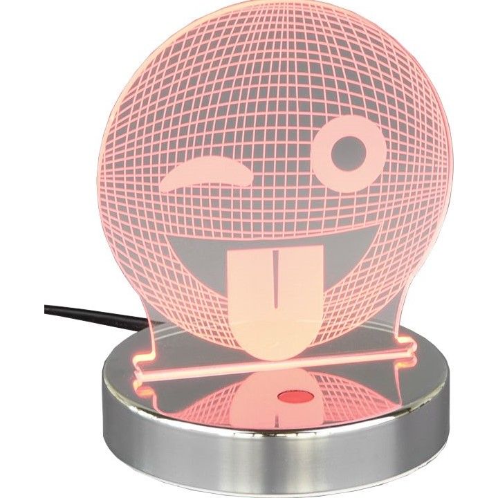 LED-pöytävalaisin Trio Smiley, Ø120x155mm, kromi lisäkuva 3