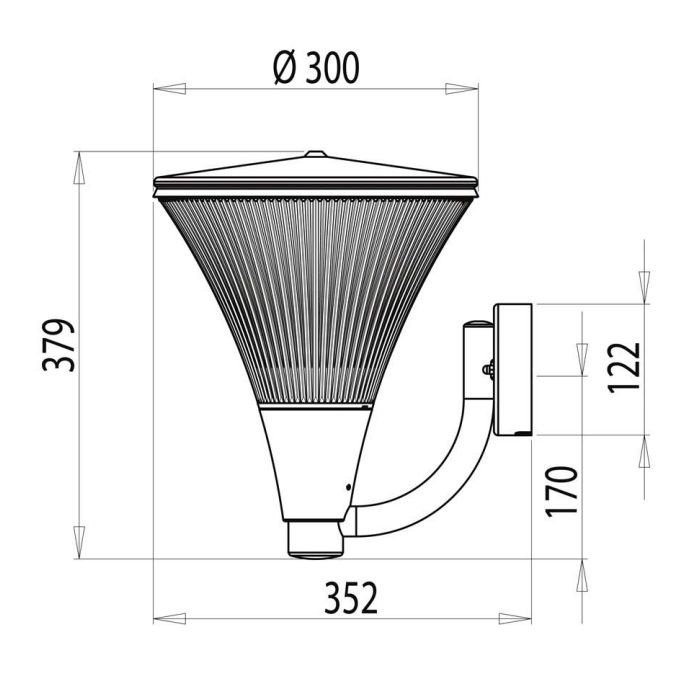 LED-seinävalaisin Aaria AA03GHLED IP44 10W/840 grafiitinharmaa mitat