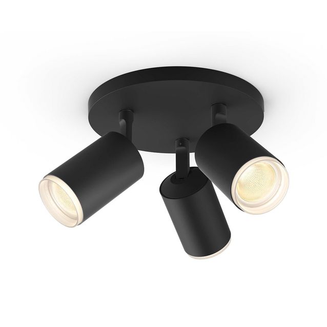 LED-spottivalaisin Philips Hue Fugato bluetooth 3x5.7W IP20 GU10 Ø195x153 mm musta