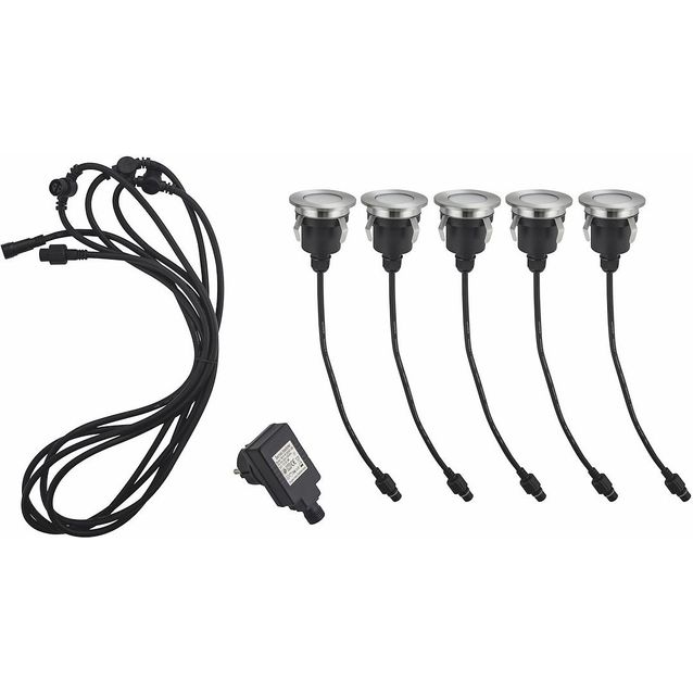 LED-terassivalosarja Malmbergs Ground III Kit 5x0.6W, IP67, teräs