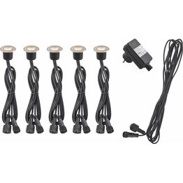 LED-terassivalosarja Malmbergs Kos 5x0.15W, IP67, harjattu teräs