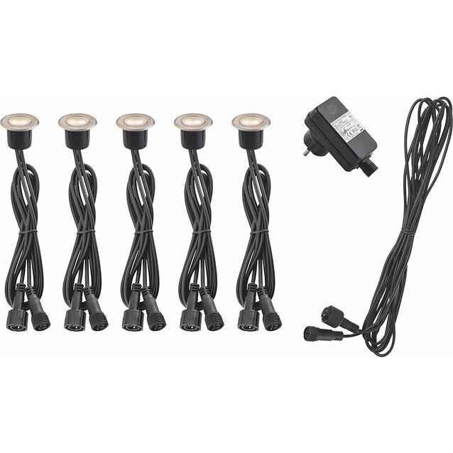 LED-terassivalosarja Malmbergs Kos 5x0.15W, IP67, harjattu teräs