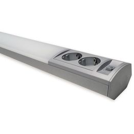 LED-työpistevalaisin Ensto Ami ALH122L750 10W/830/840 750 mm 2-osainen pistorasia + kytkin harmaa