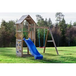 Leikkikeskus JABO 2 painekyllästetty mänty sis. sinisen liukumäen