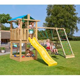 Leikkikeskus Jungle Gym Hut ja Climb Module X'tra sis. liukumäen