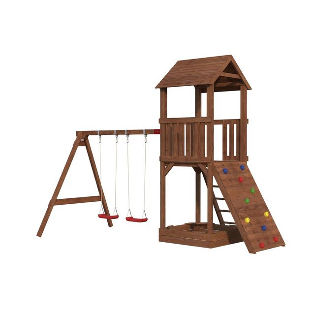 Leikkikeskus Palmako Jesper 3 sis. leikkitorni + hiekkalaatikko + kiipeilyseinä + keinuosa