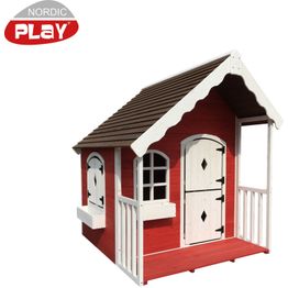 Leikkimökki verannalla Nordic Play punainen/valkoinen