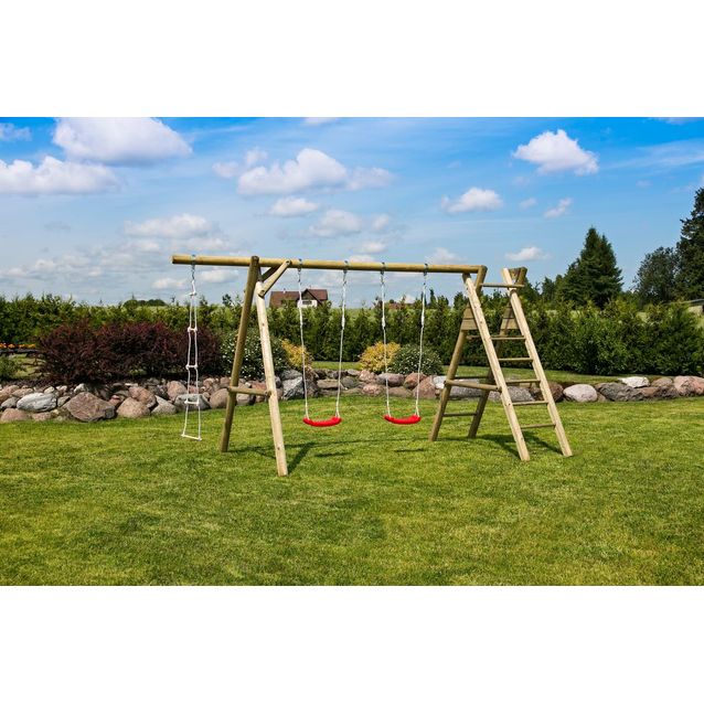 Leikkiteline Palmako Henry sis. 2 keinua + kiipeilyteline + köysitikkaat