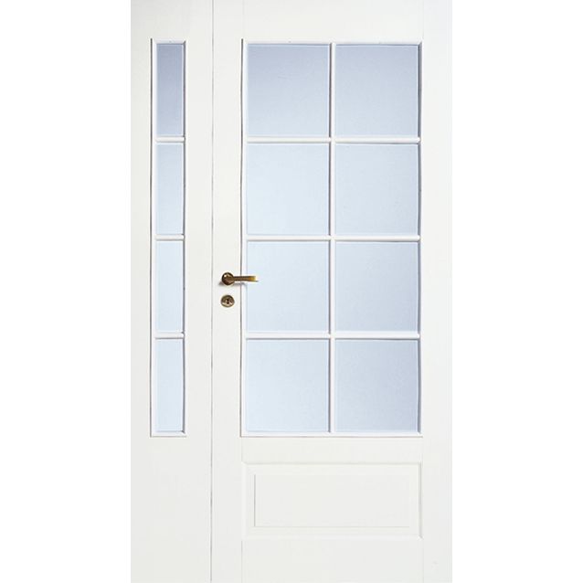 Avattava levike lasitettu 4R Swedoor Style 42 valkoinen kirkas lasi vieressä sisäovi 8R Style 42