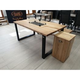 Liekkipöytä FlameTower, saarnilankku, U-jalat, eri kokoja