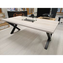 Liekkipöytä FlameTower, saarnilankku, X-jalat, eri kokoja