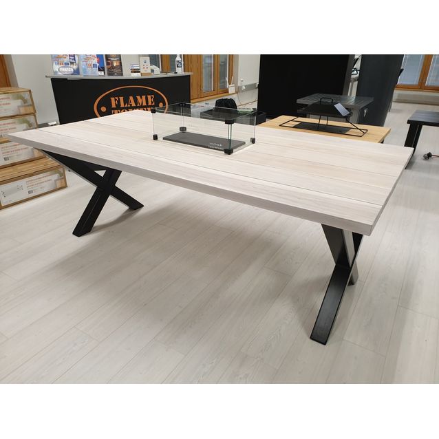 Liekkipöytä FlameTower, saarnilankku, X-jalat, eri kokoja