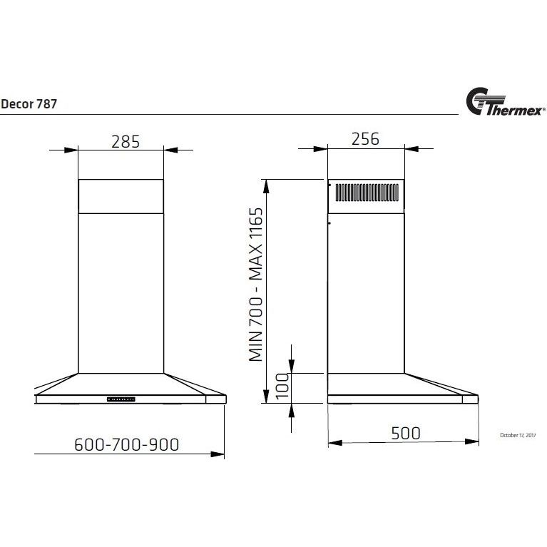 Liesituuletin Thermex Decor 787 600 mm valkoinen
