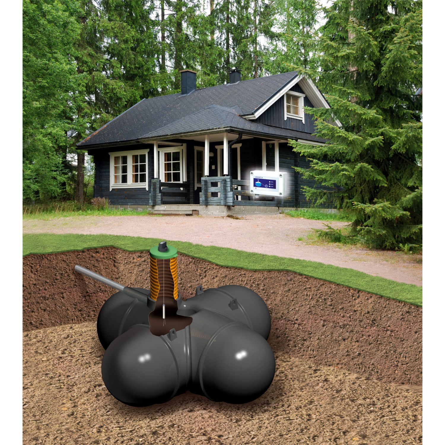 Umpisäiliö LOKA 3000 hälyttimellä Wavin-Labko