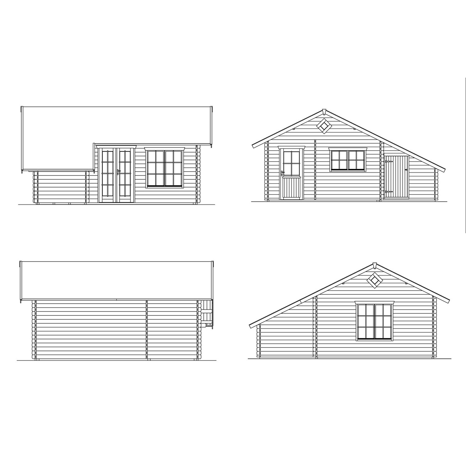 Lomamaja Skan Holz Esbjerg 3 vahvuus 45 mm 420x560 cm (23,52 m²) + varasto/makuulavitsa ja sivuvarasto lisäkuva