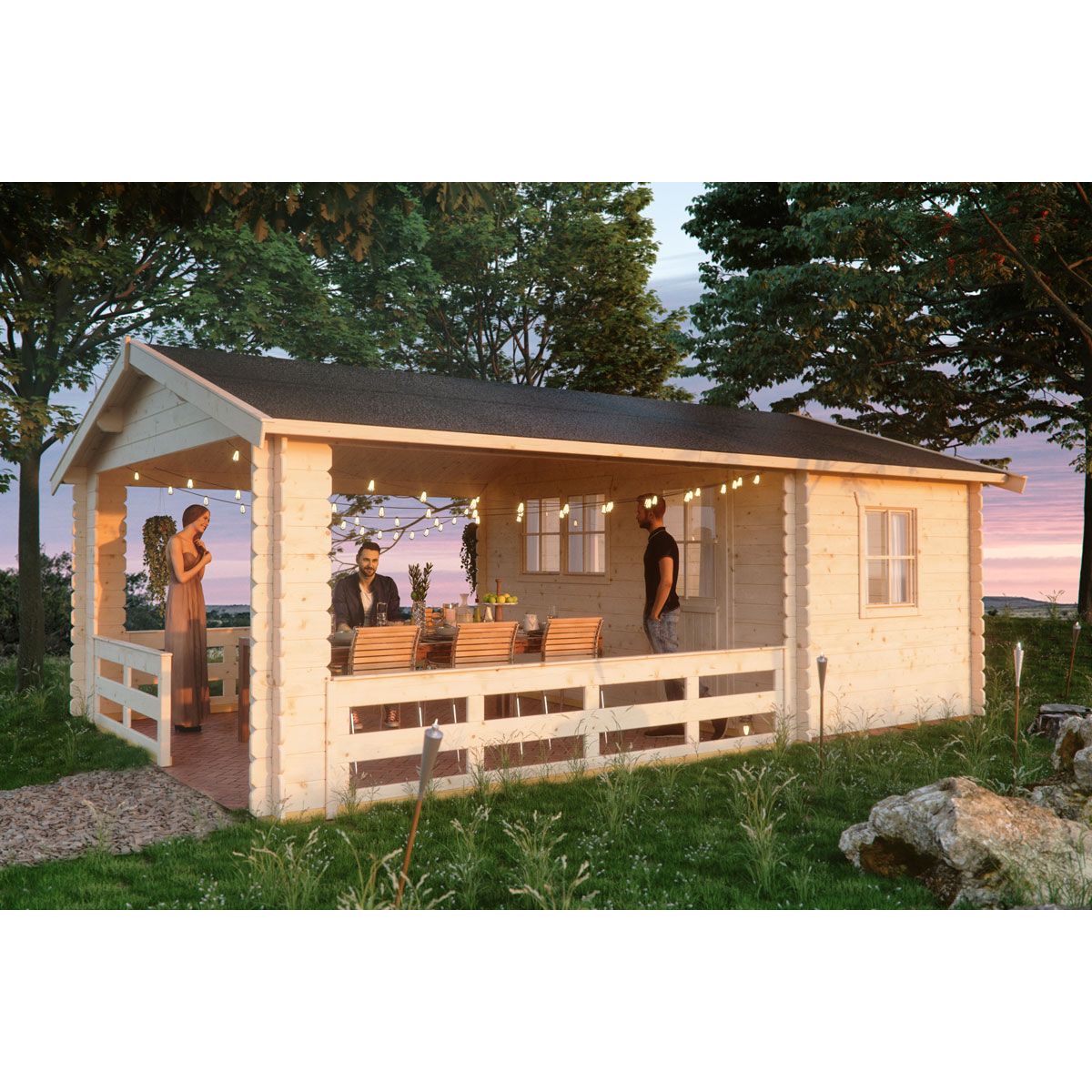 Lomamaja Skan Holz Alicante 3 vahvuus 28 mm 380x613 cm (23,29 m²) lisäkuva