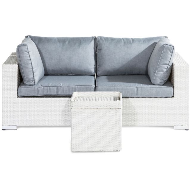 Loungeryhmä Bahamas 2-istuttava sohva + sivupöytä, valkoinen