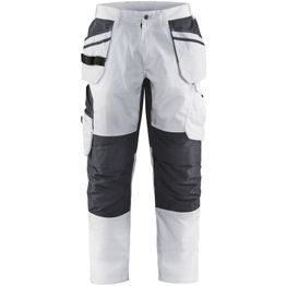 Maalarin riipputaskuhousut Blåkläder 1096 stretch valkoinen/tummanharmaa