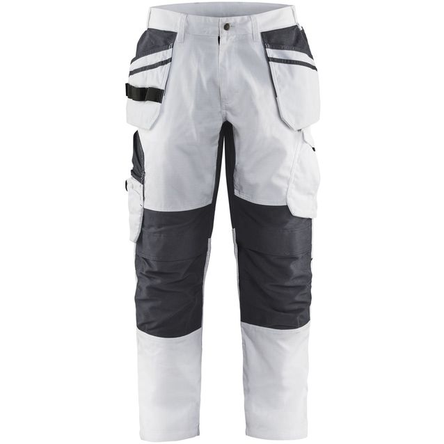 Maalarin riipputaskuhousut Blåkläder 1096, stretch, valkoinen/tummanharmaa